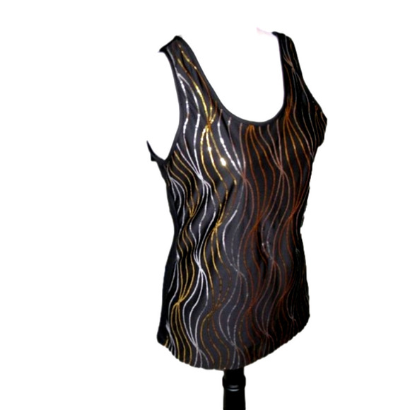 MODERN Movement Black Sparkle Front Tank Top Size Large - Picture 1 of 5